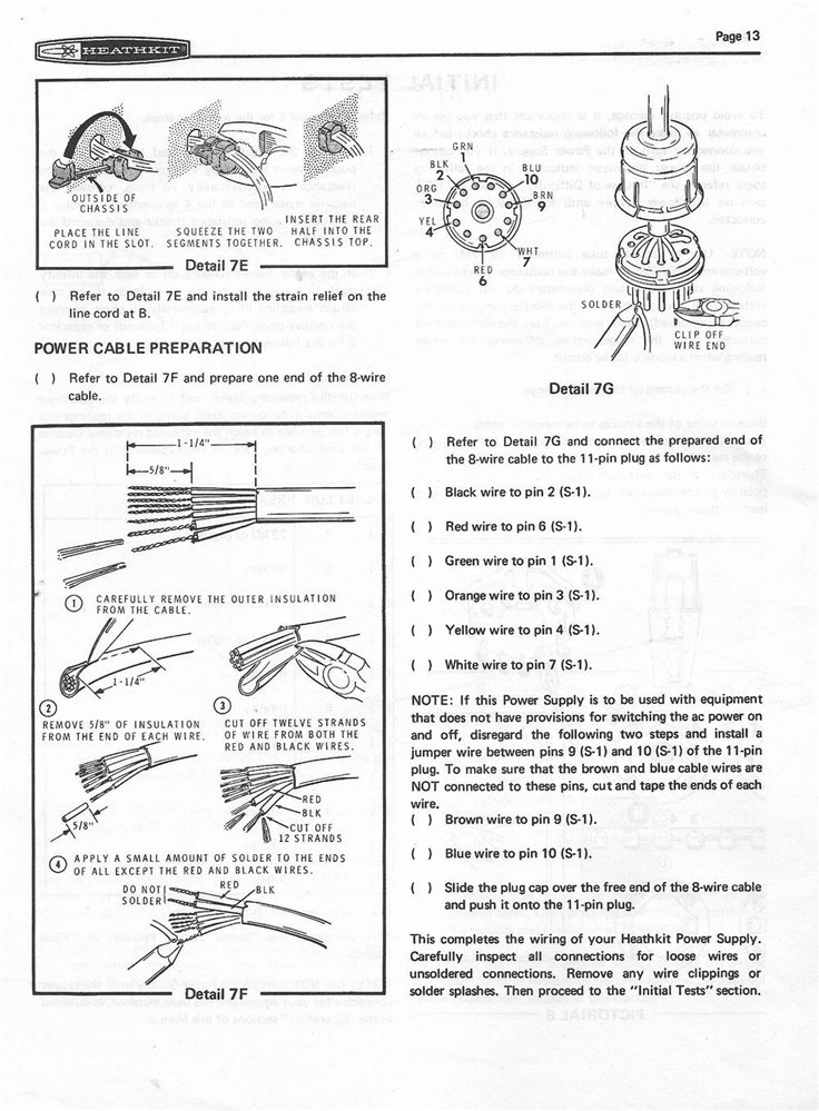BRAND NEW 11 PIN CABLE FOR HEATHKIT HP/SB/HW EQUIPMENT