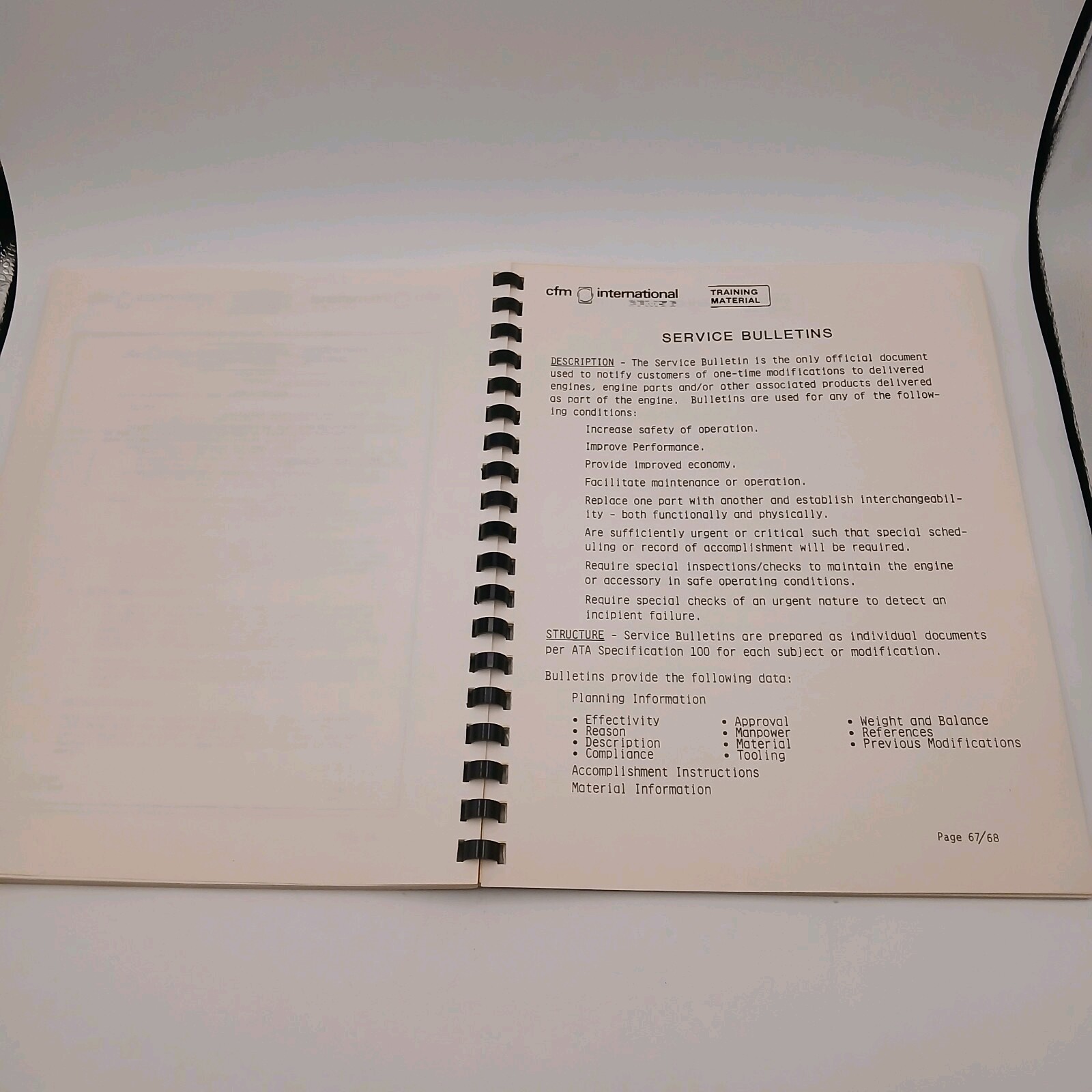 Vintage CFM International CFM56 Engine Maintenance Introduction Student Notebook