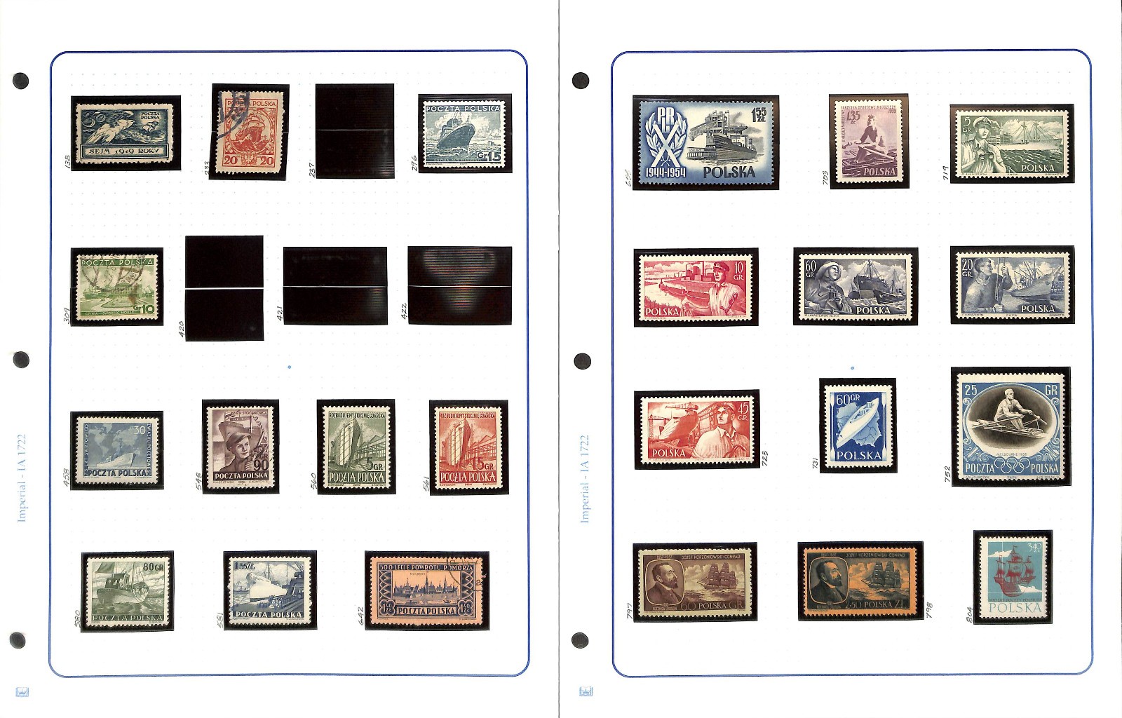 Poland Stamp Collection on 11 Pages, Ships on Stamps (CA)