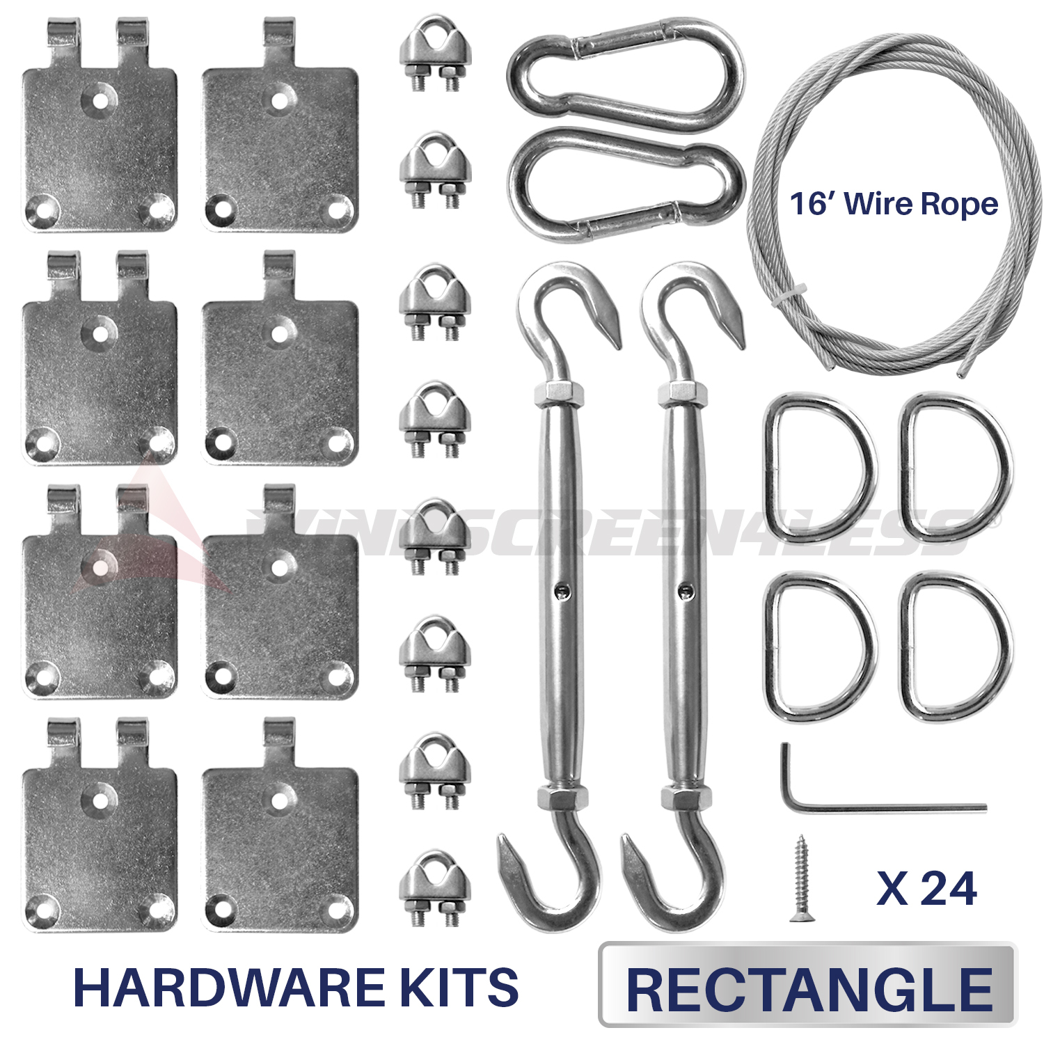 6 8 in Square Triangle Sun Shade Sail Stainless Steel Hardware Installation Kit