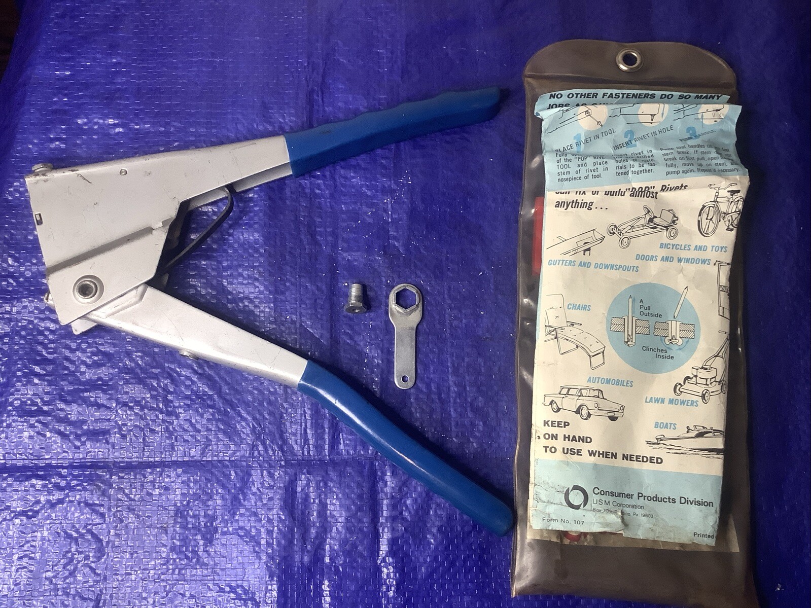 USM Corporation "POP" Rivet Tool Kit PRG412 1/8"-3/16" Rivets Free Ship