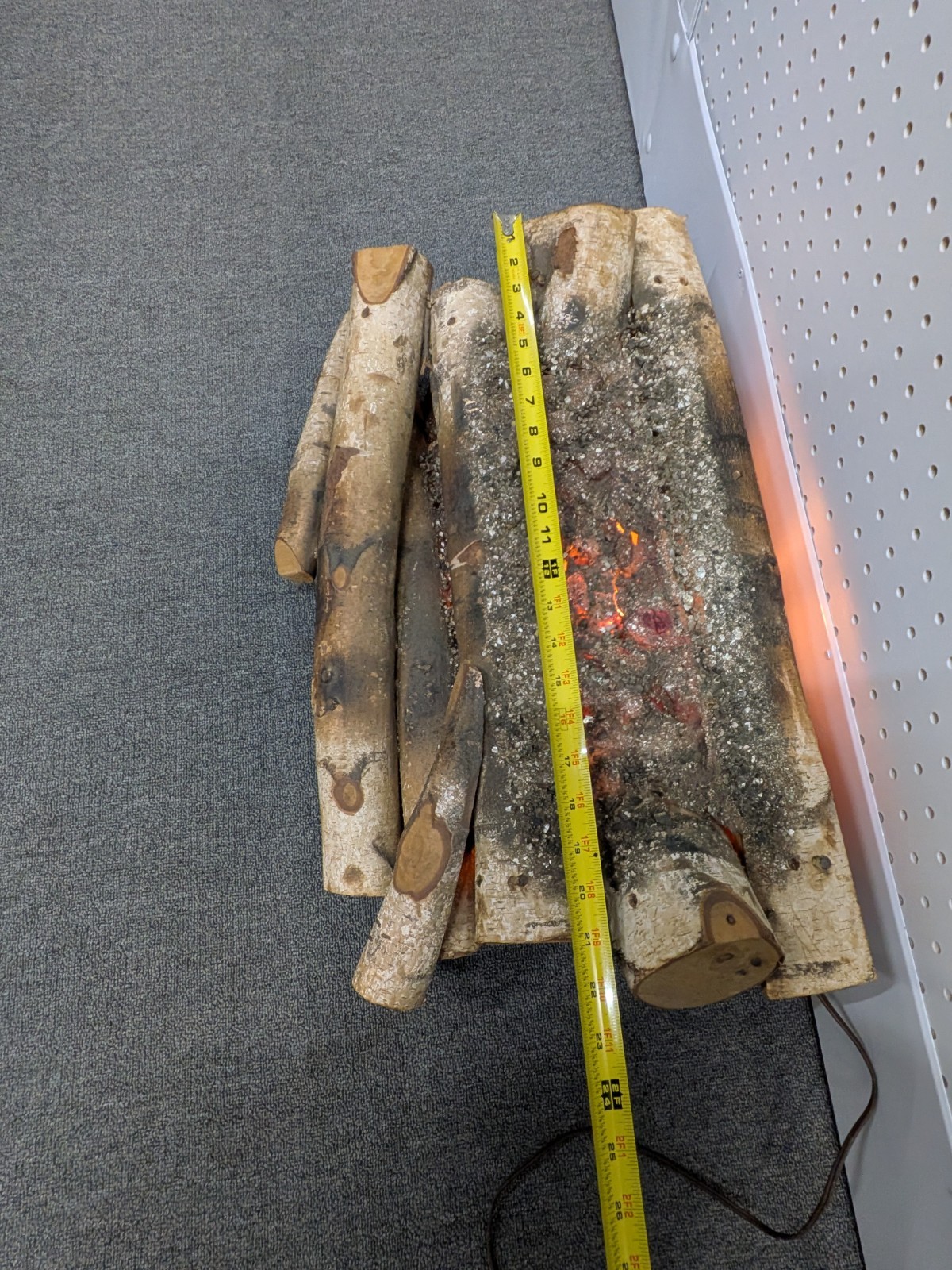 VTG 60's Light Up Fireplace Birch Wood Logs Faux Fire Electric Burning Logs Xmas