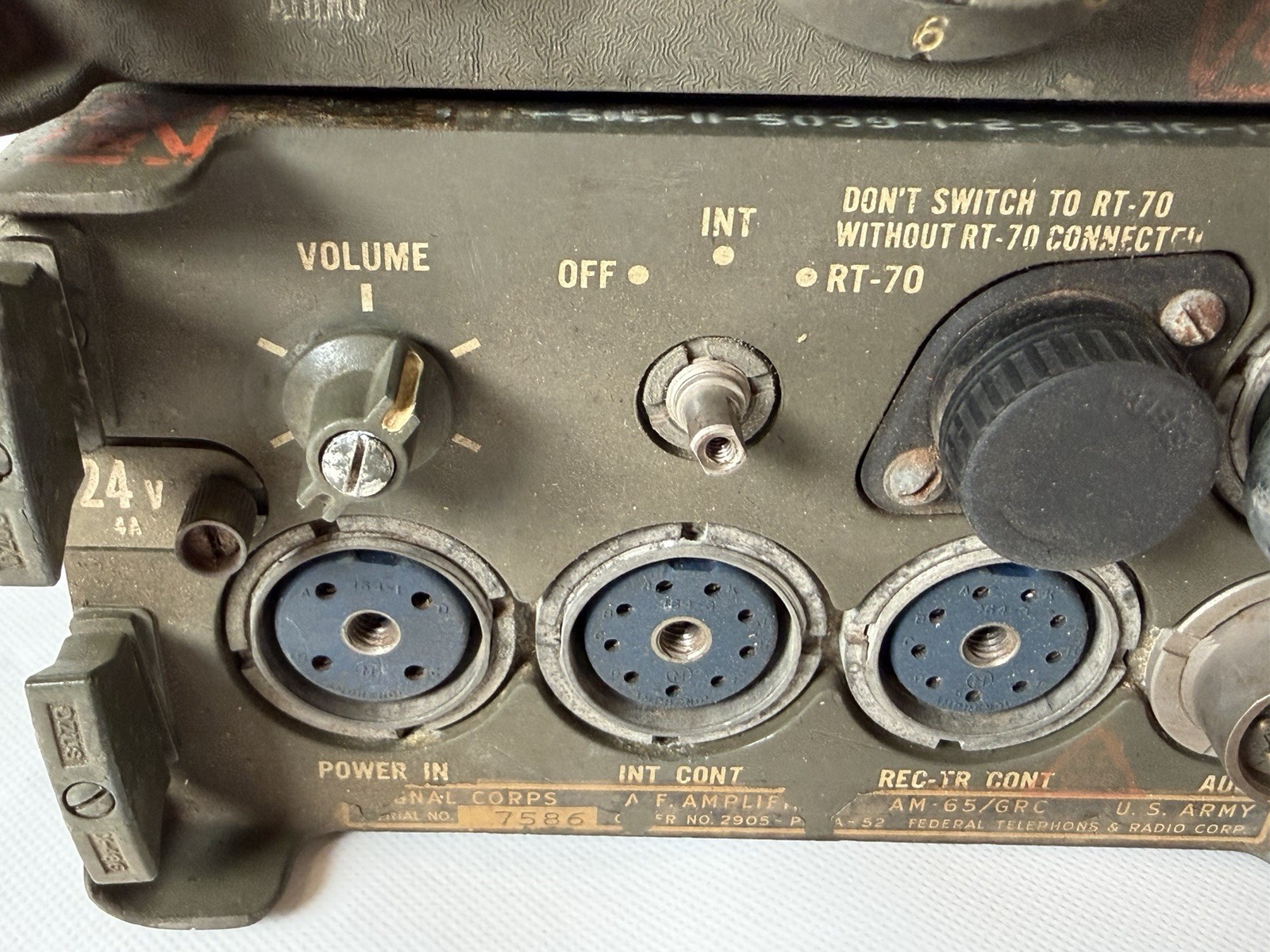 US Army Signal Corps AM-65/GR Military Radio Audio Amplifier RT-70 33lb