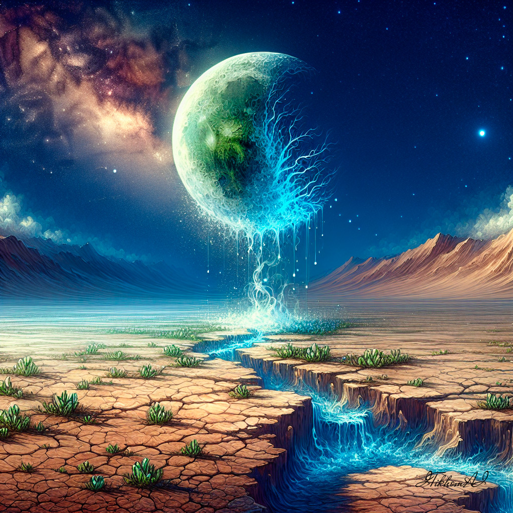 Digital Art Image Moon Stars Earth Desert Waterfall Landscape Desktop Wallpaper