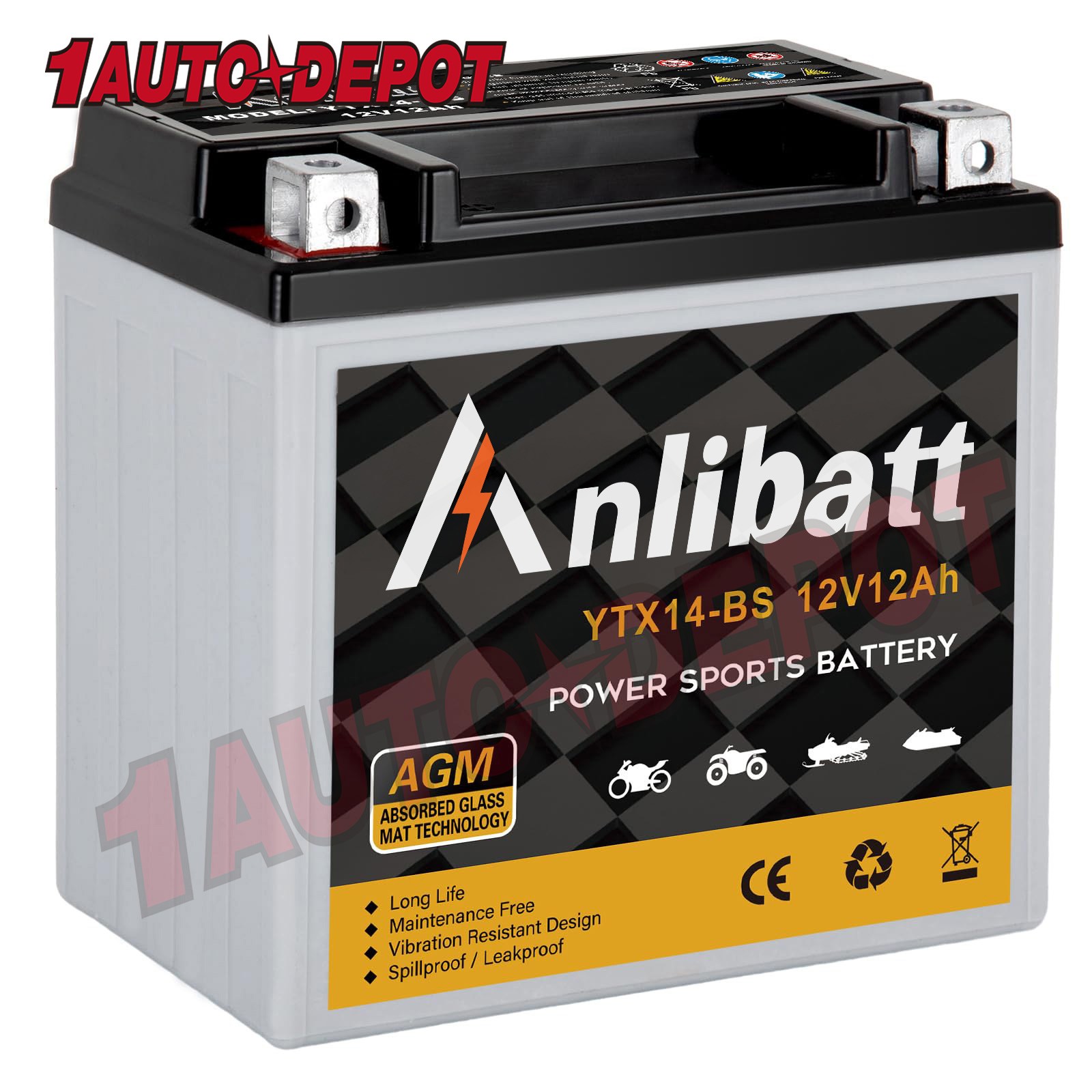 YTX14-BS Motorcycle Battery Sealed Rechargeable AGM CTX14 ETX14-BS ATV Scooter
