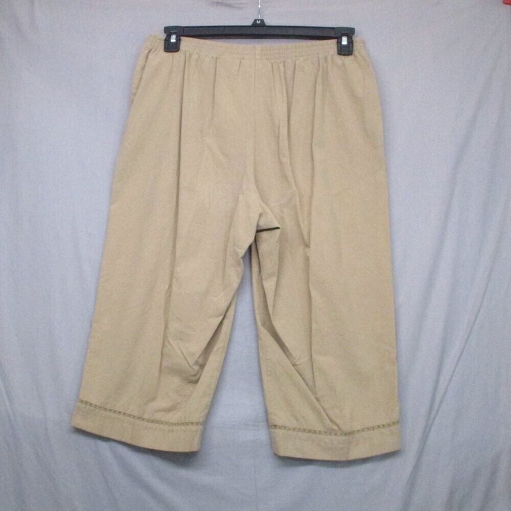 Alfred Dunner Gaucho Capri Pants 100% Cotton Beige Women Size | 12P