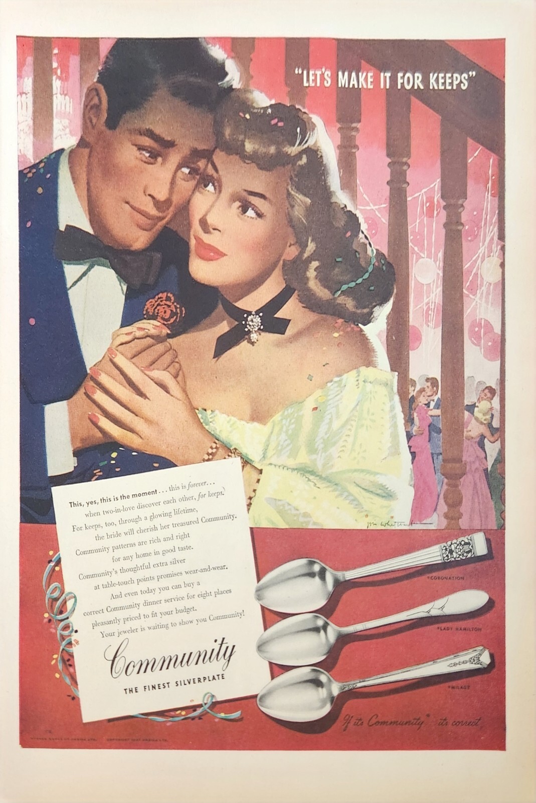 1947 Community Silverware Vintage ad lets make it for keeps