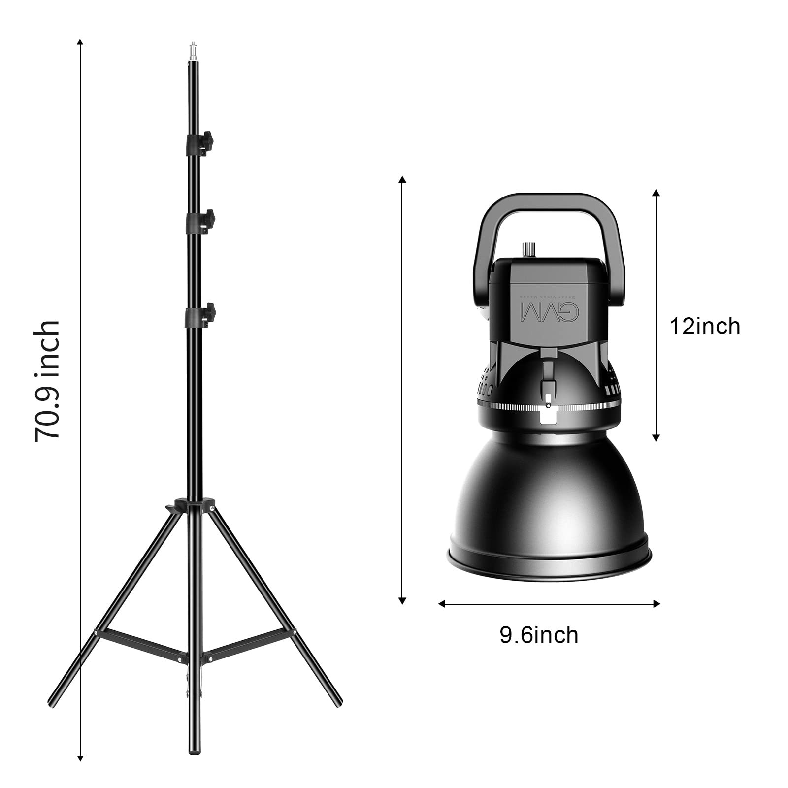 GVM 80W CRI97+ 5600K Dimmable LED Video Lights with Bowens Mount Kit Continuo...