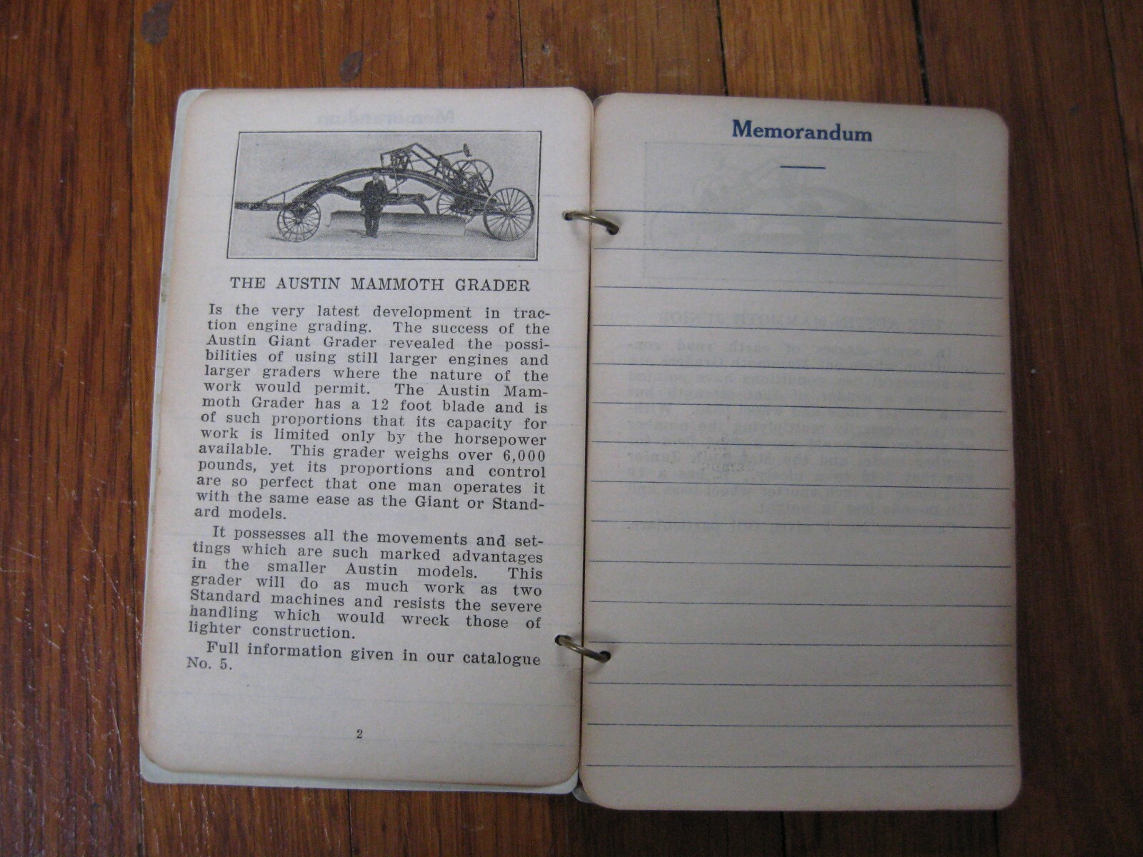 1915 1916 Austin Western Road Grader Pocket Ledger Road Roller Crusher Scarifier