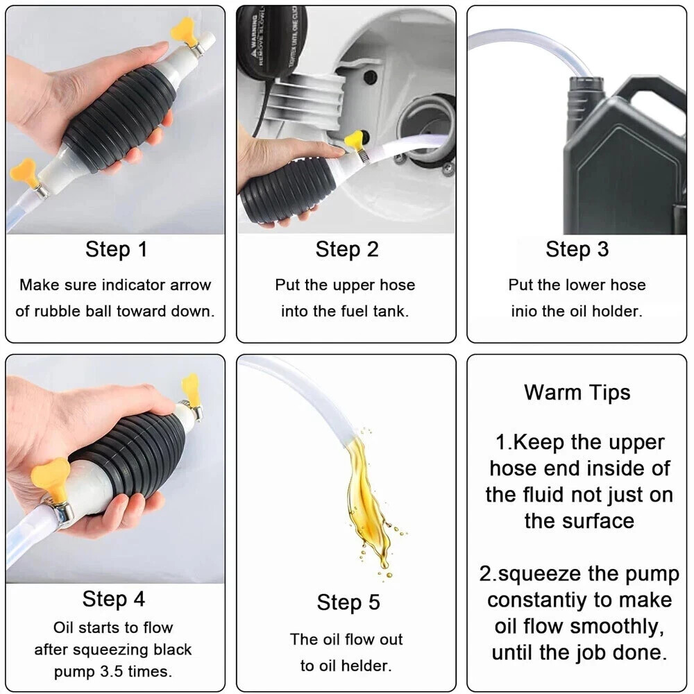 Siphon Hose Hand Pump Portable Manual Fuel Transfer Pump
