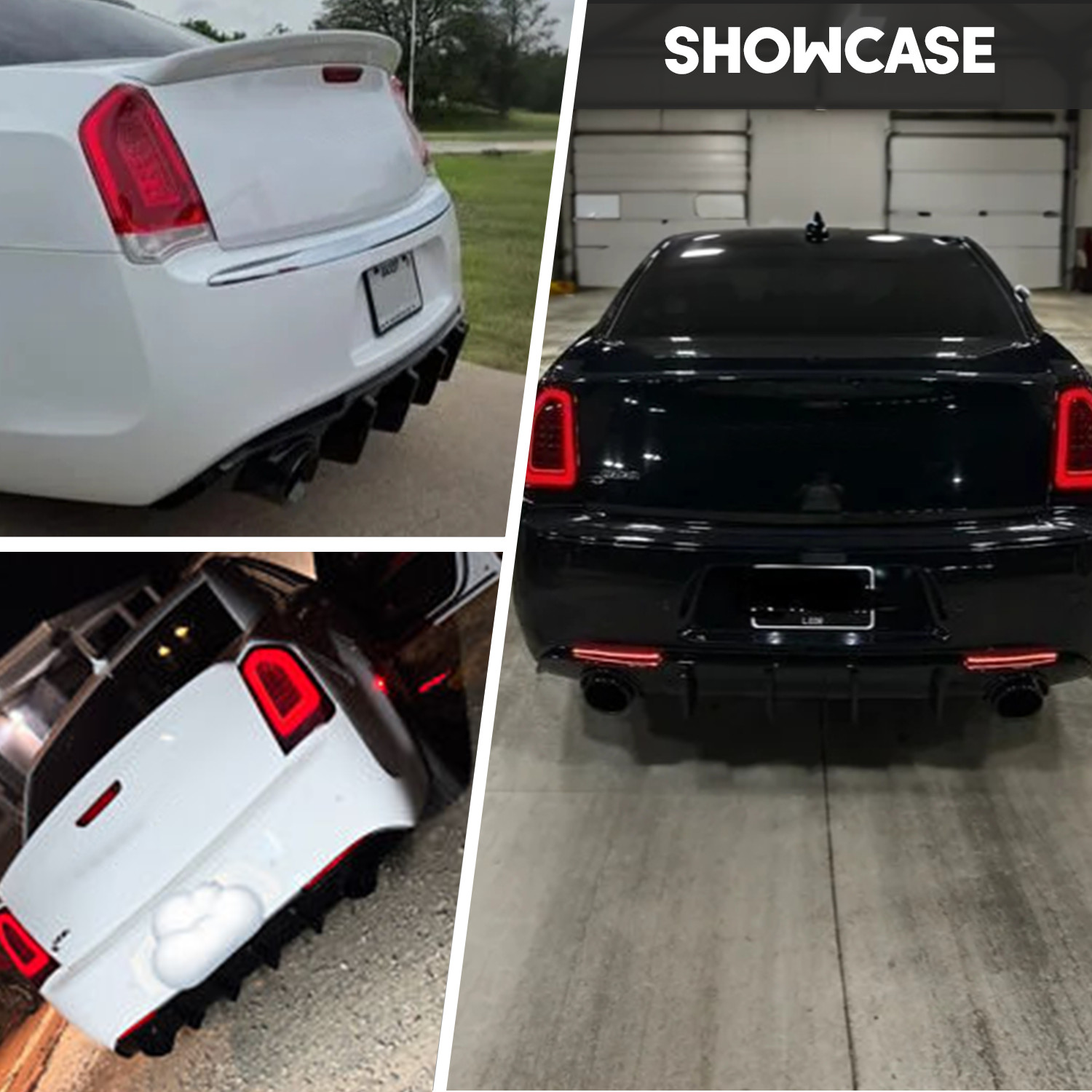 For 2015-2023 Chrysler 300 SRT Bumper Lip Gloss Black Dual Exhaust Rear Diffuser
