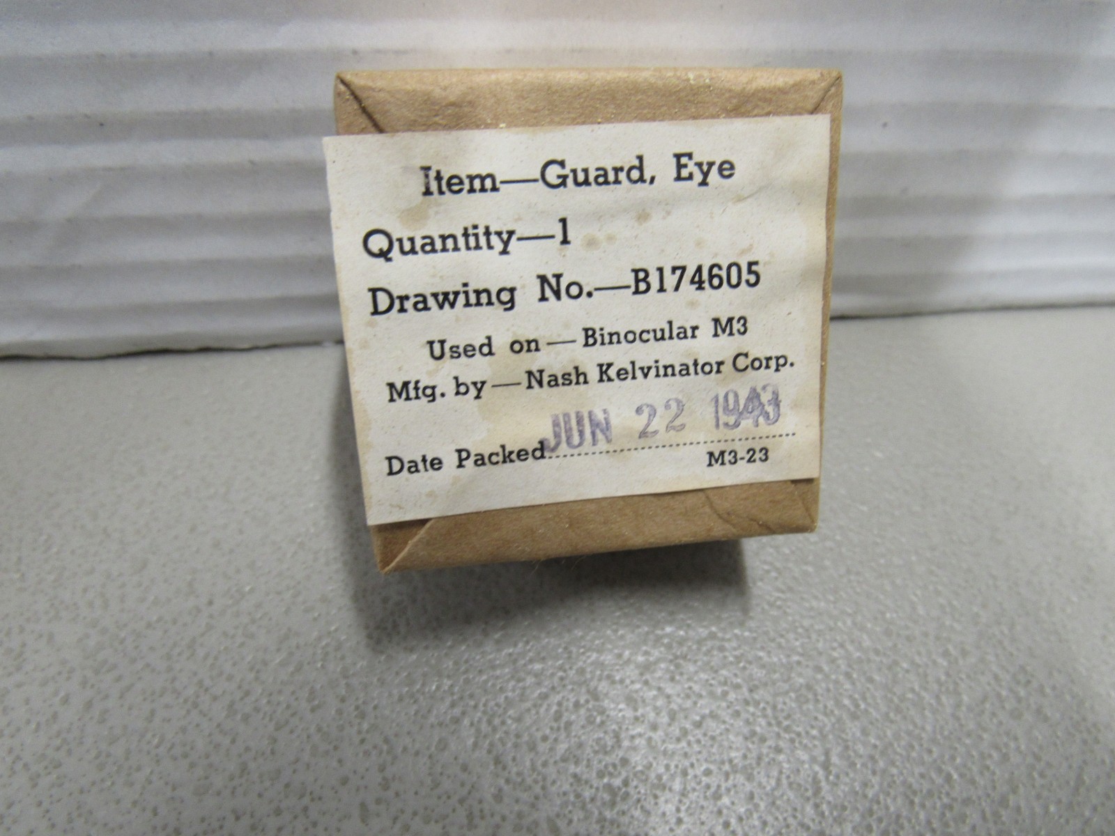 WW2 US M3 6x30 Binoculars Eye Guard Original Box 1943 Date Nash Kelvinator Corp