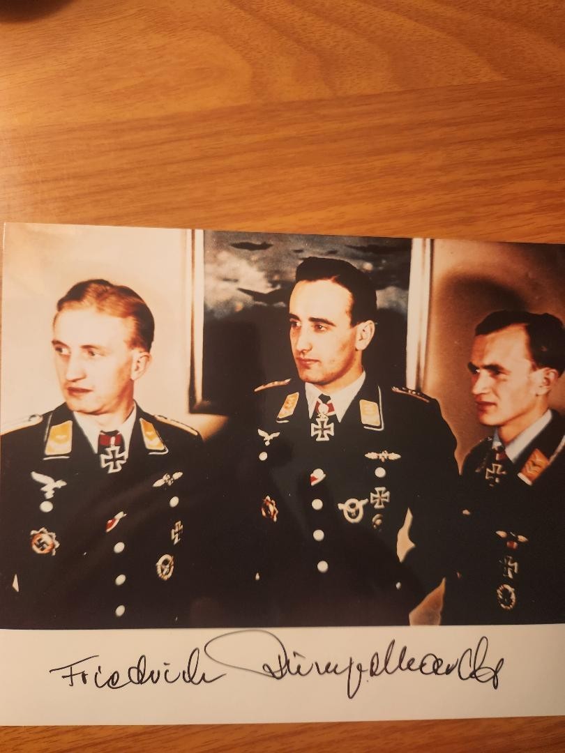 Friedrich Rumplehardt signed color photo.Shown with Schnaufer.