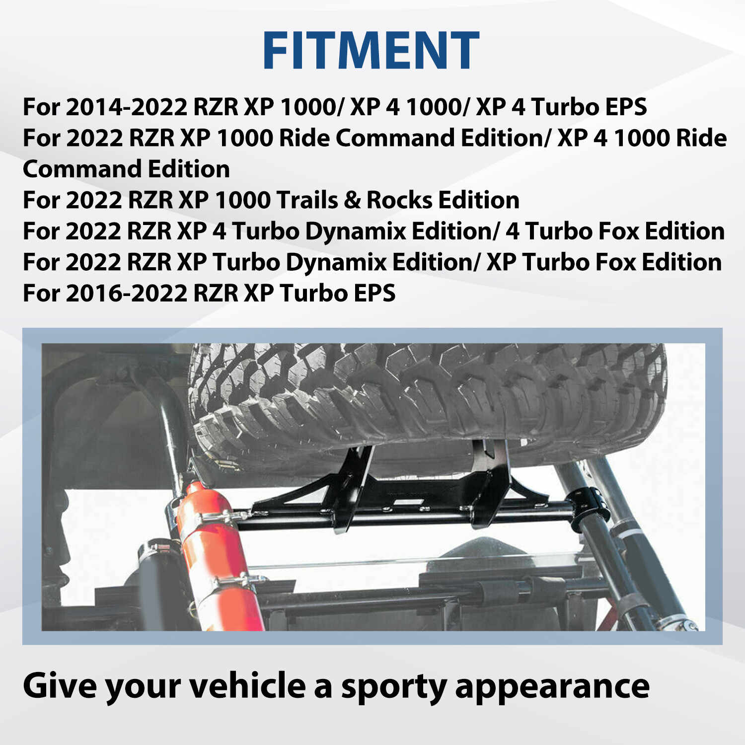 UTV Spare Tire Carrier Mount Rack For 14-23 POLARIS RZR XP 1000 TURBO XP 4