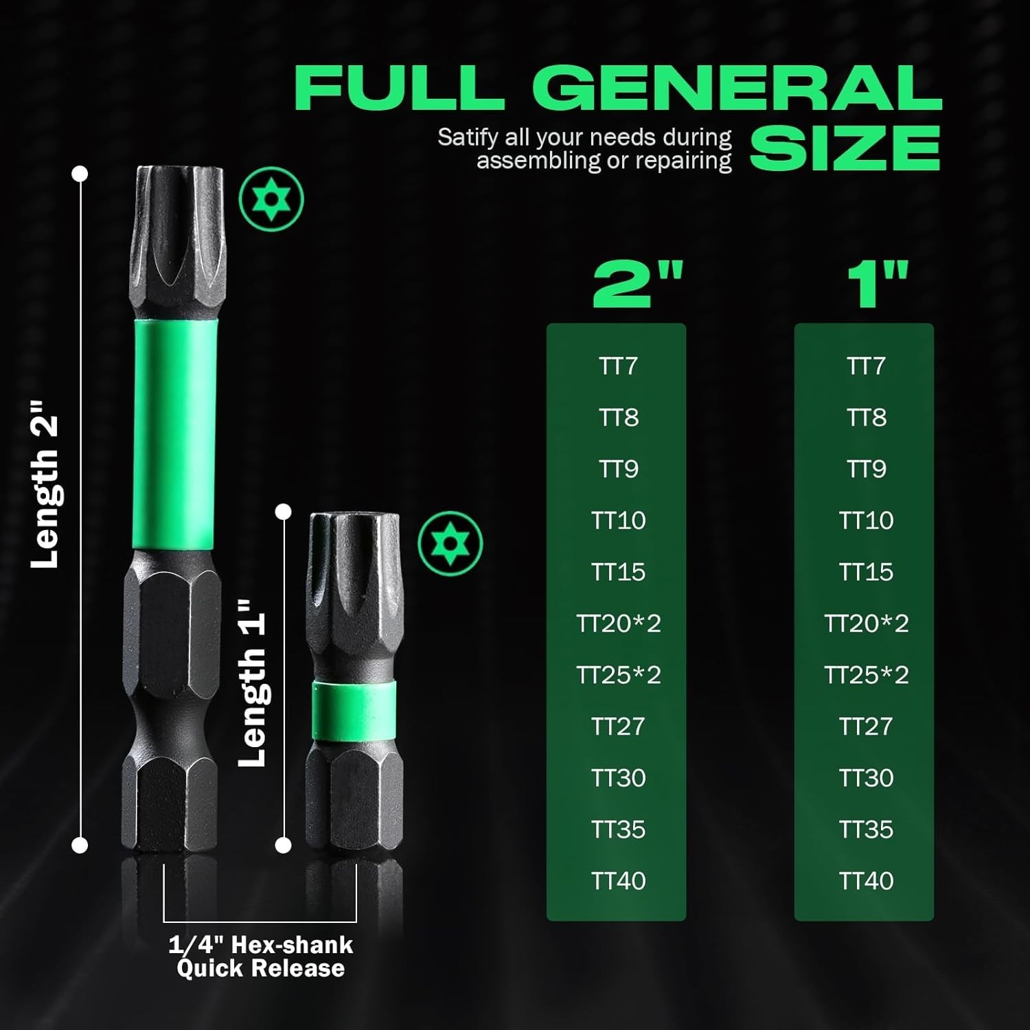 27PCS Impact Torx Bit Set (TT7-TT40), S2 Steel Security with Tamper Proof & Magn