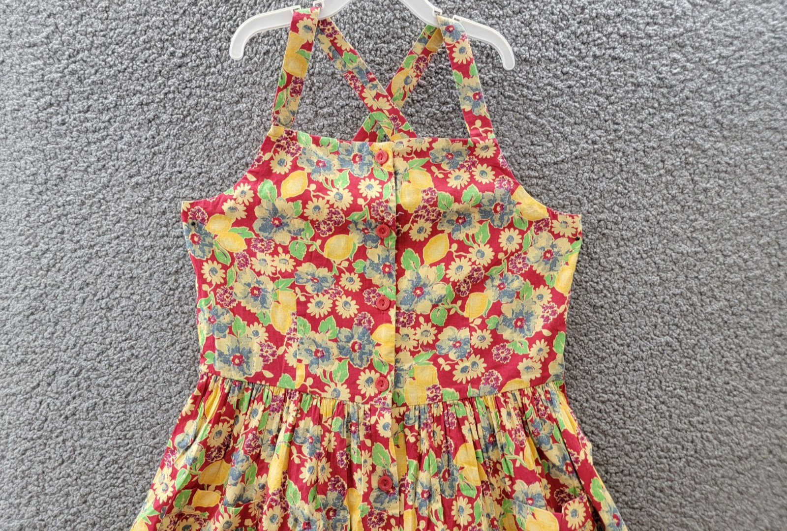 Polo Ralph Lauren Big Girls 16 Lemon-Floral Slub Dress Multicolor