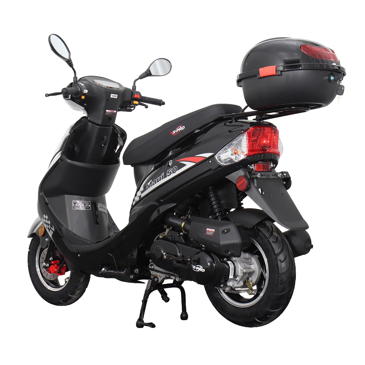 X-PRO Maui 50cc Moped Scooter with 10" Aluminum Wheels Rear Trunk Electric Start