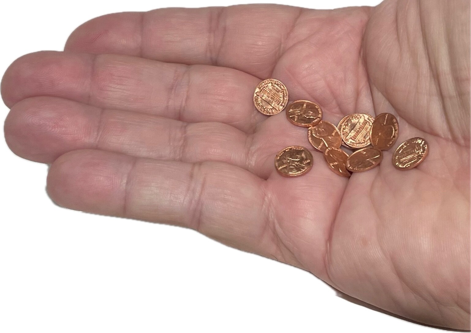 10 Set MINI PENNIES Tiny Penny Lincoln Coins For Magic Tricks Shrinking Joke