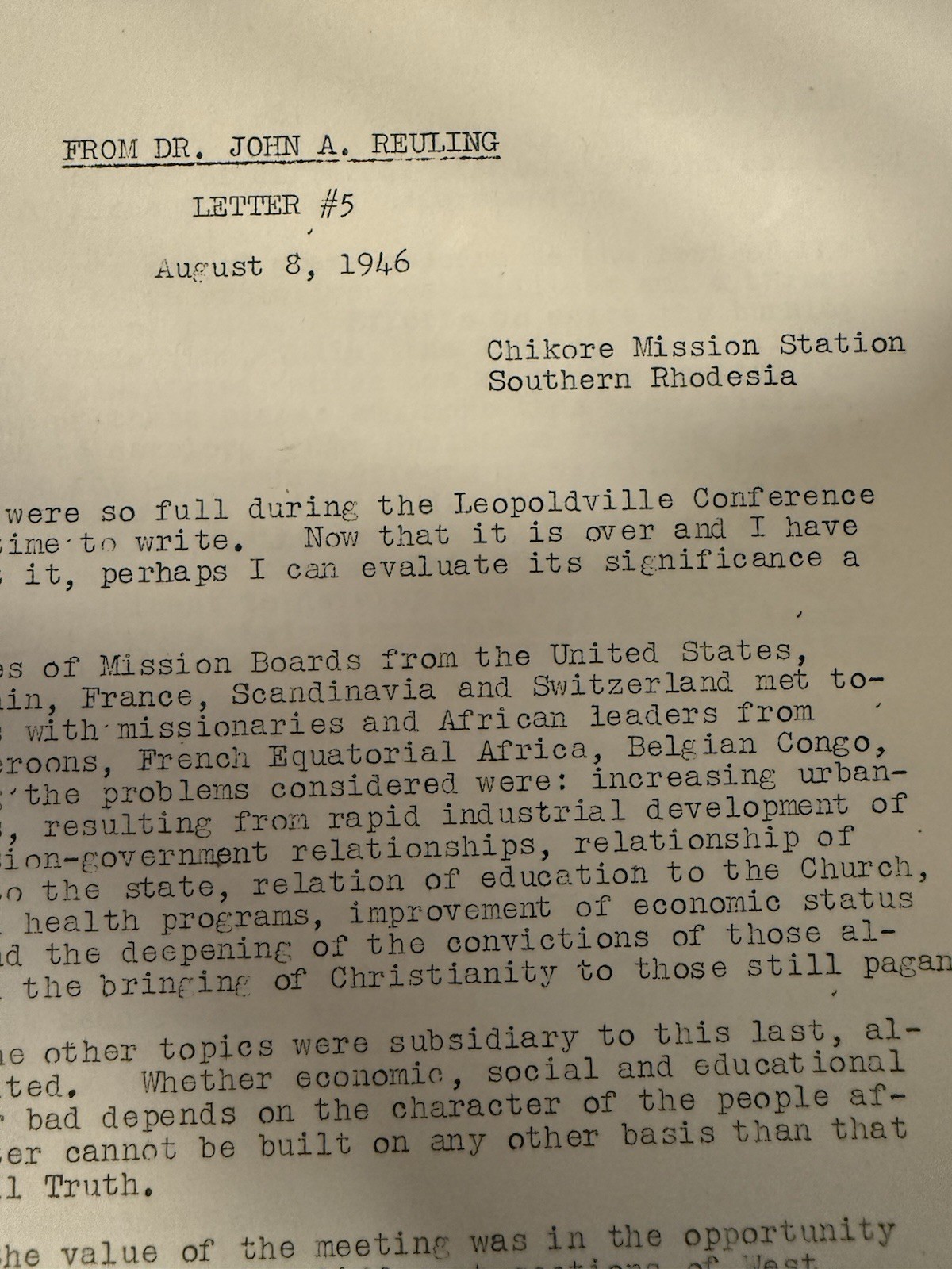 Dr. John A. Reuling Trip To Africa Missionary Work Collection Of Letters 1940s