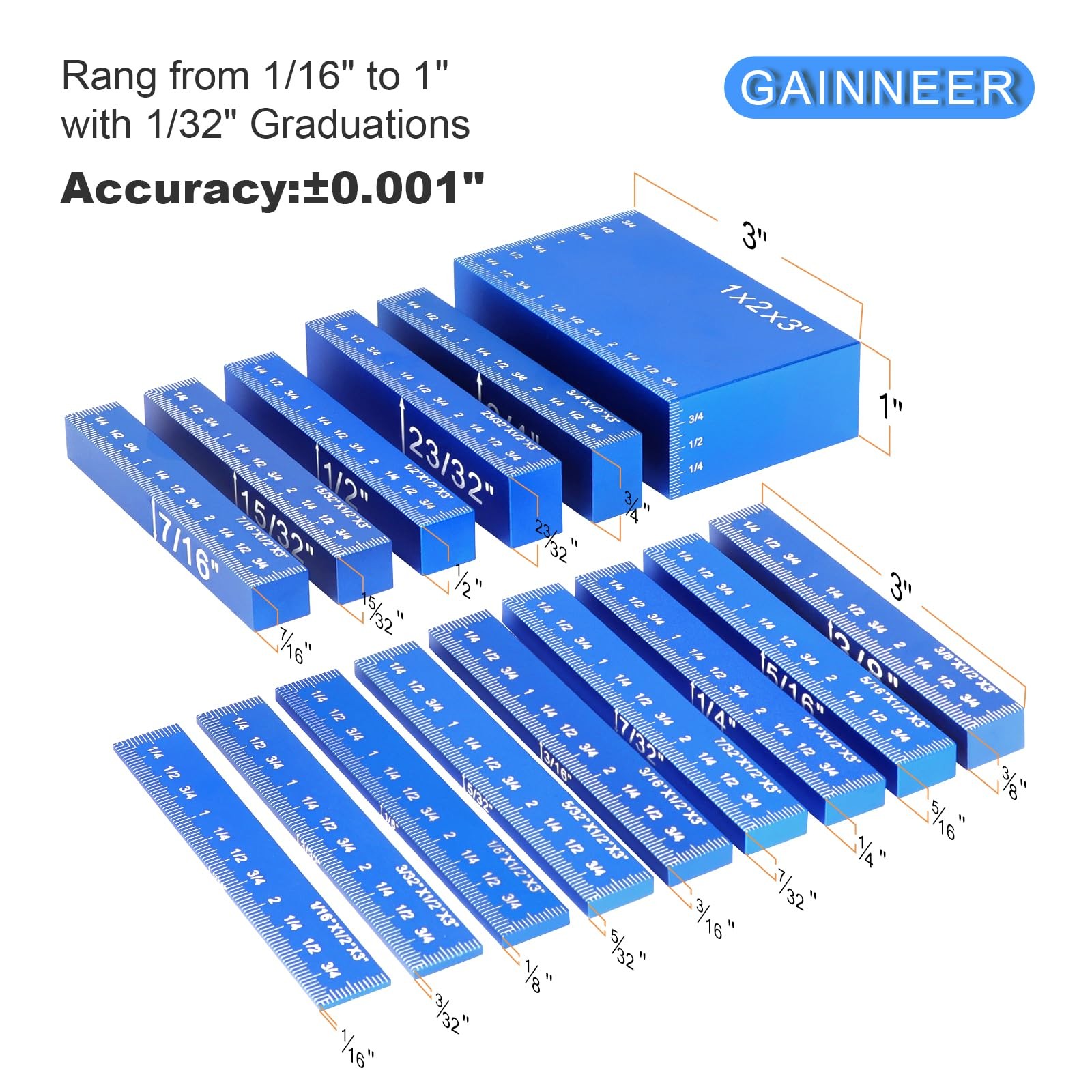 Setup Blocks-15 Pcs Aluminum Precision Height Gauge Set for Router and Table ...