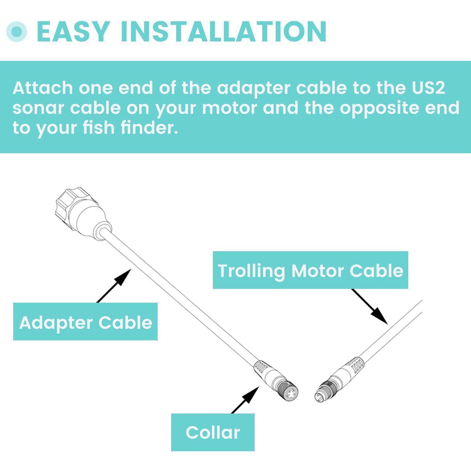 For Lowrance Fish Finder Minn Kota MKR-US2-10 Universal Sonar 2 Adapter Cable