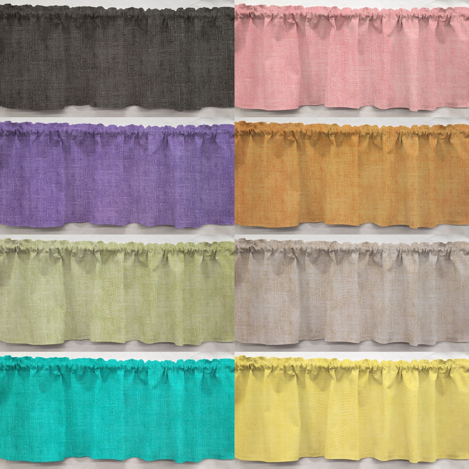 Faux Burlap Valances, Curtains or Swags (8 Colors Available)