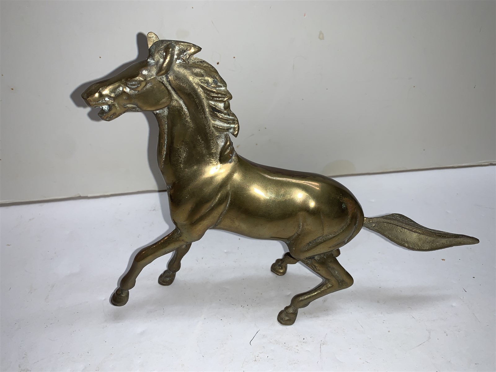 Brass Horse 7 1/2 in Figurine Statue Equestrian Stallion