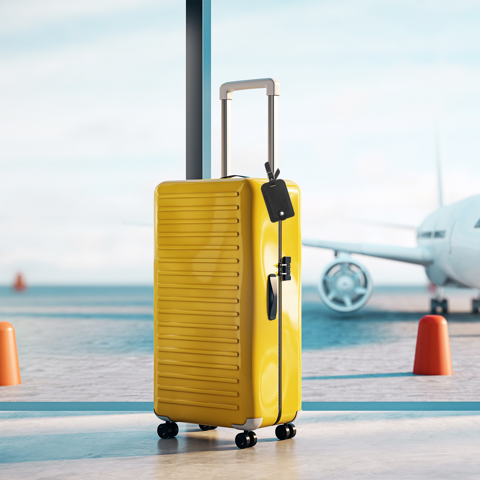 4 Pack Luggage Bag Tags PU Leather Suitcase Name Tags Travel ID Label Black