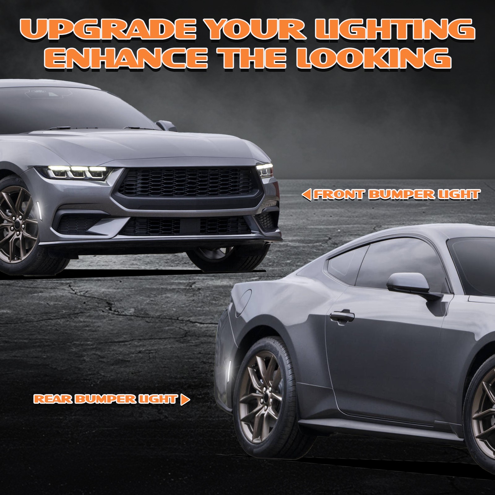 For 2024-2025 Ford Mustang S650 Front Rear Bumper 4PCS LED Side Marker Lights