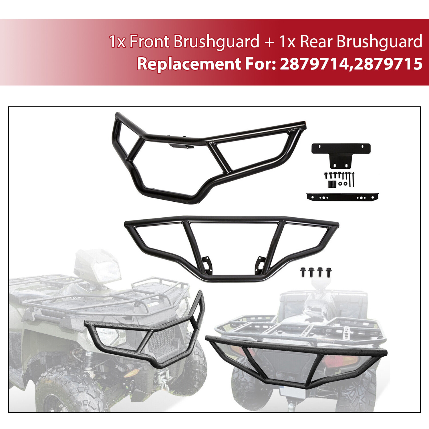 For 2014-2023 Polaris Sportsman 450 570 &ETX Front & Rear Brush Guard Bumper Set