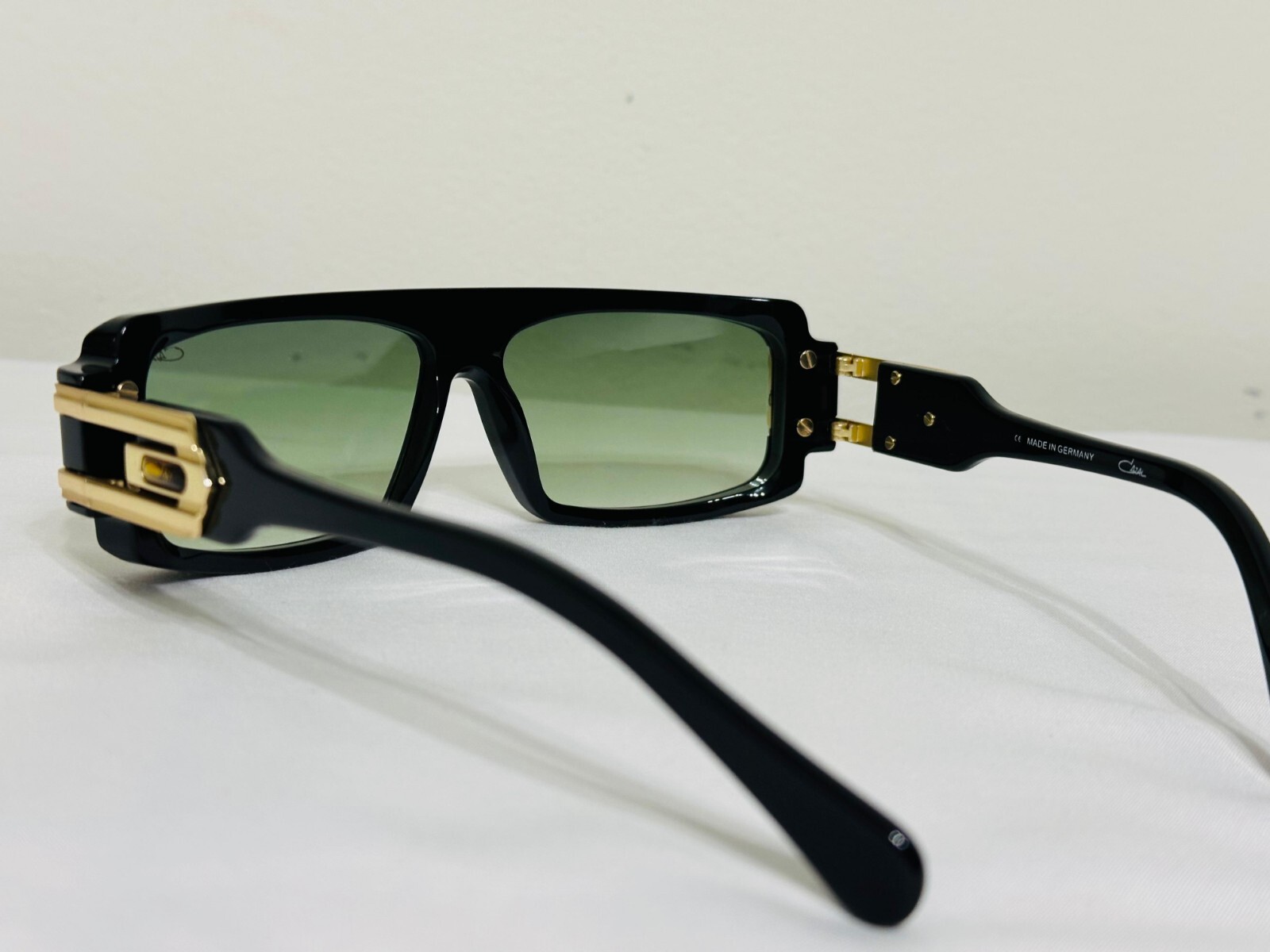 Cazal Sunglasses Black & Gold Frame Green Lens Tinted Men's Women's Eyewear