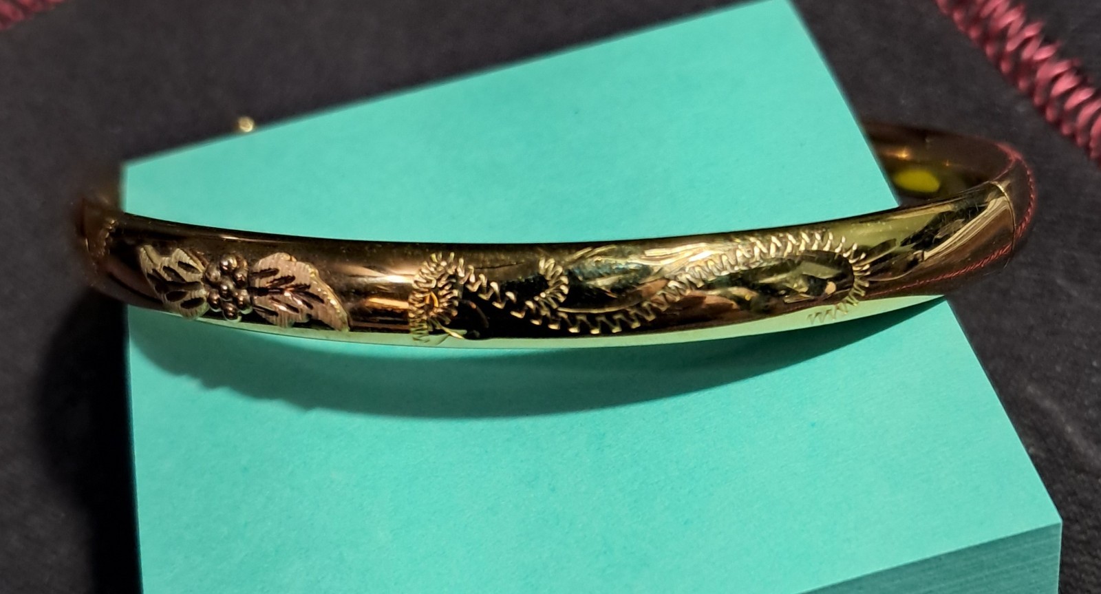 Vintage 14K GF Gold Leaf/Filled Black Hills Gold Adjustable Bracelet Bangle