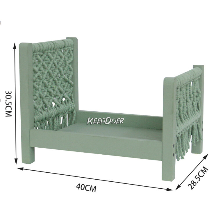 Newborn Baby Photography Prop Wood Bed Woven Knit Kids Cot Mat Mattress Cushion