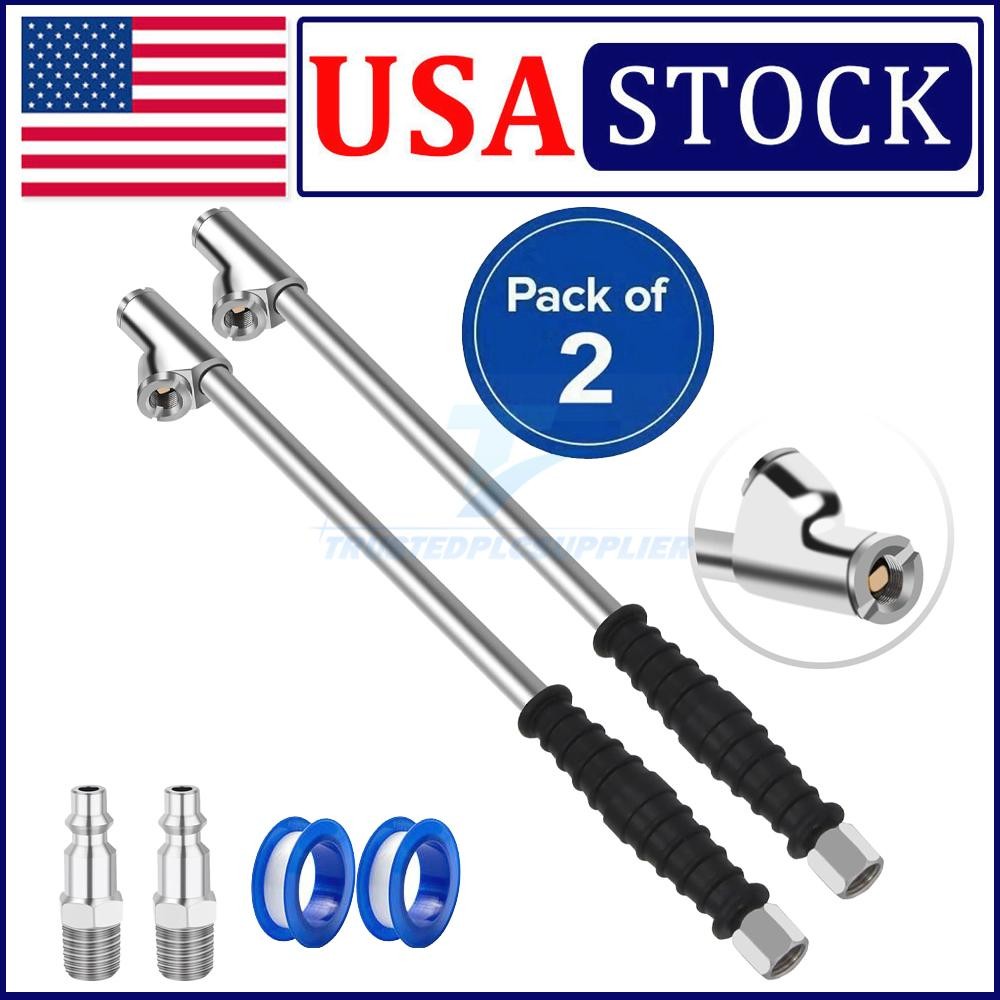 2*Dual Head Air Chuck 1/4" FNPT Straight Foot Lock On Truck RV Tire Inflate Chuc