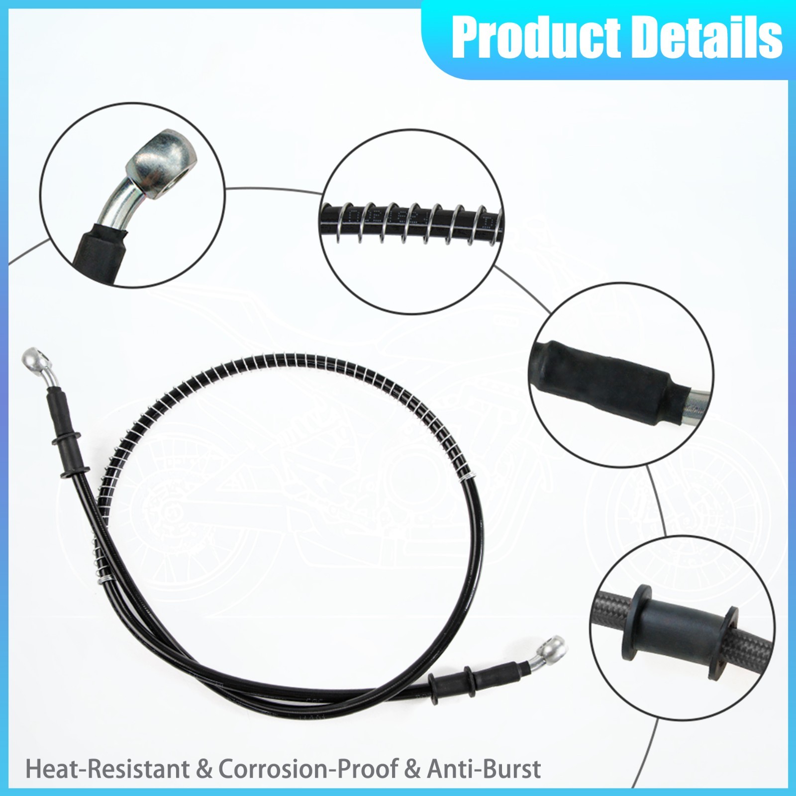 M10 Universal Motorcycle Braided Steel Hydraulic Brake Clutch Oil Hose Line Pipe