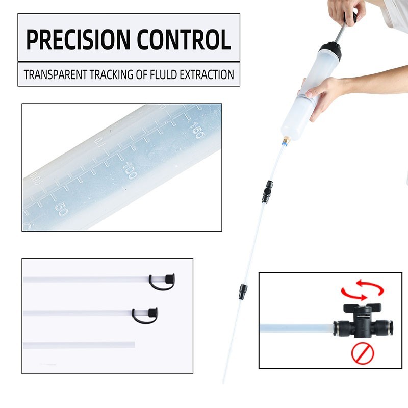 500cc Fluid Extractor Filling Syringe Transfer Liquid Pump Oil Extraction Auto