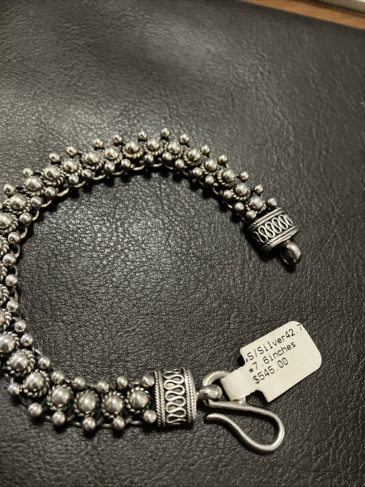 925 Sterling Silver Vintage Antique Finish Bracelet 42.7 Grams 7.6 Inches