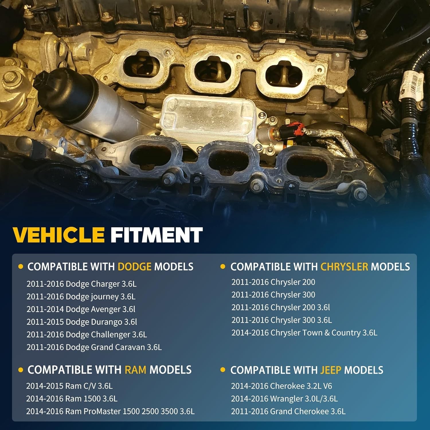 926-876 926-959 Aluminum Oil Filter Housing w/Cooler fo Chrysler Dodge Jeep 3.6L