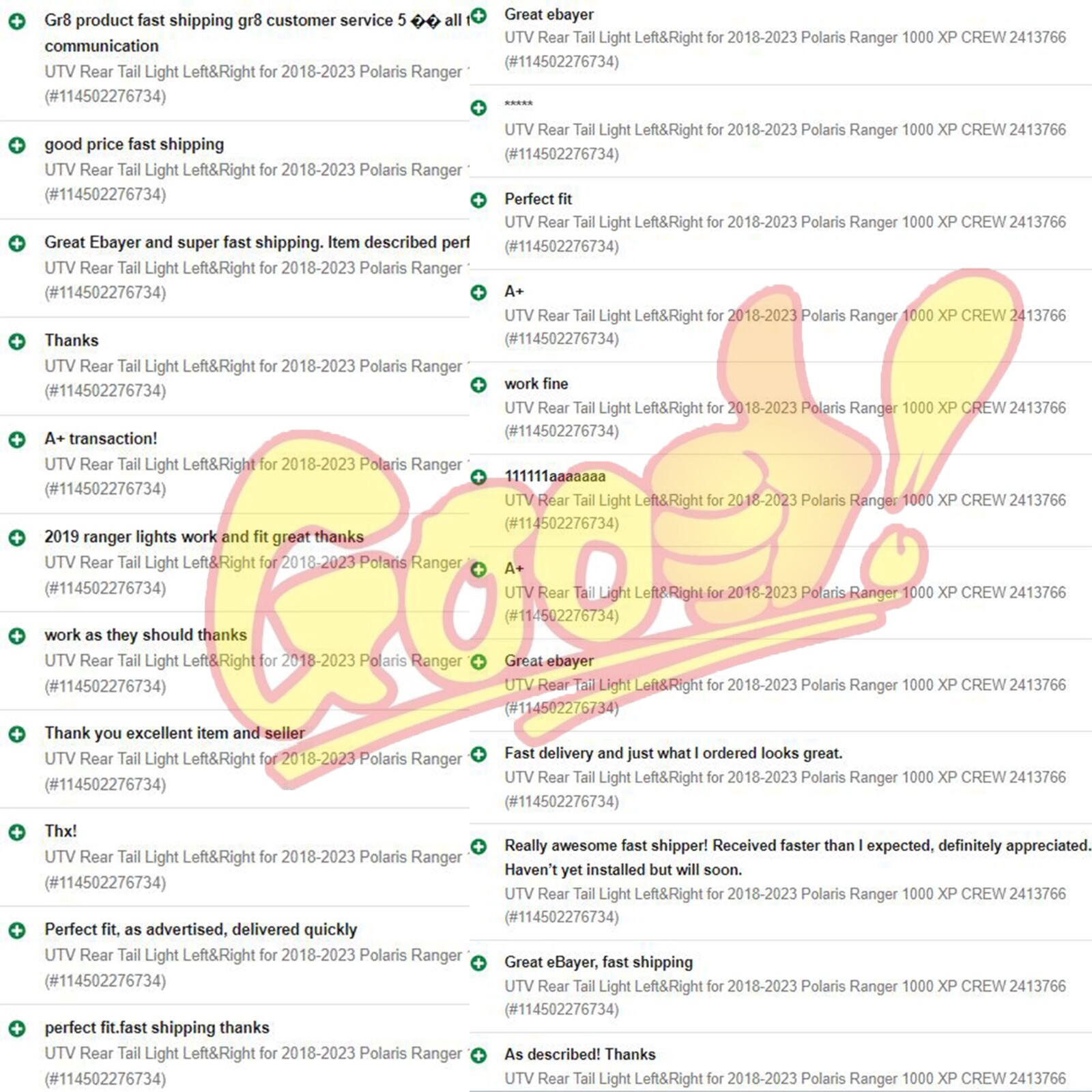 UTV Rear Tail Light Left&Right for 2017-2025 Polaris Ranger 1000 XP CREW 2413766