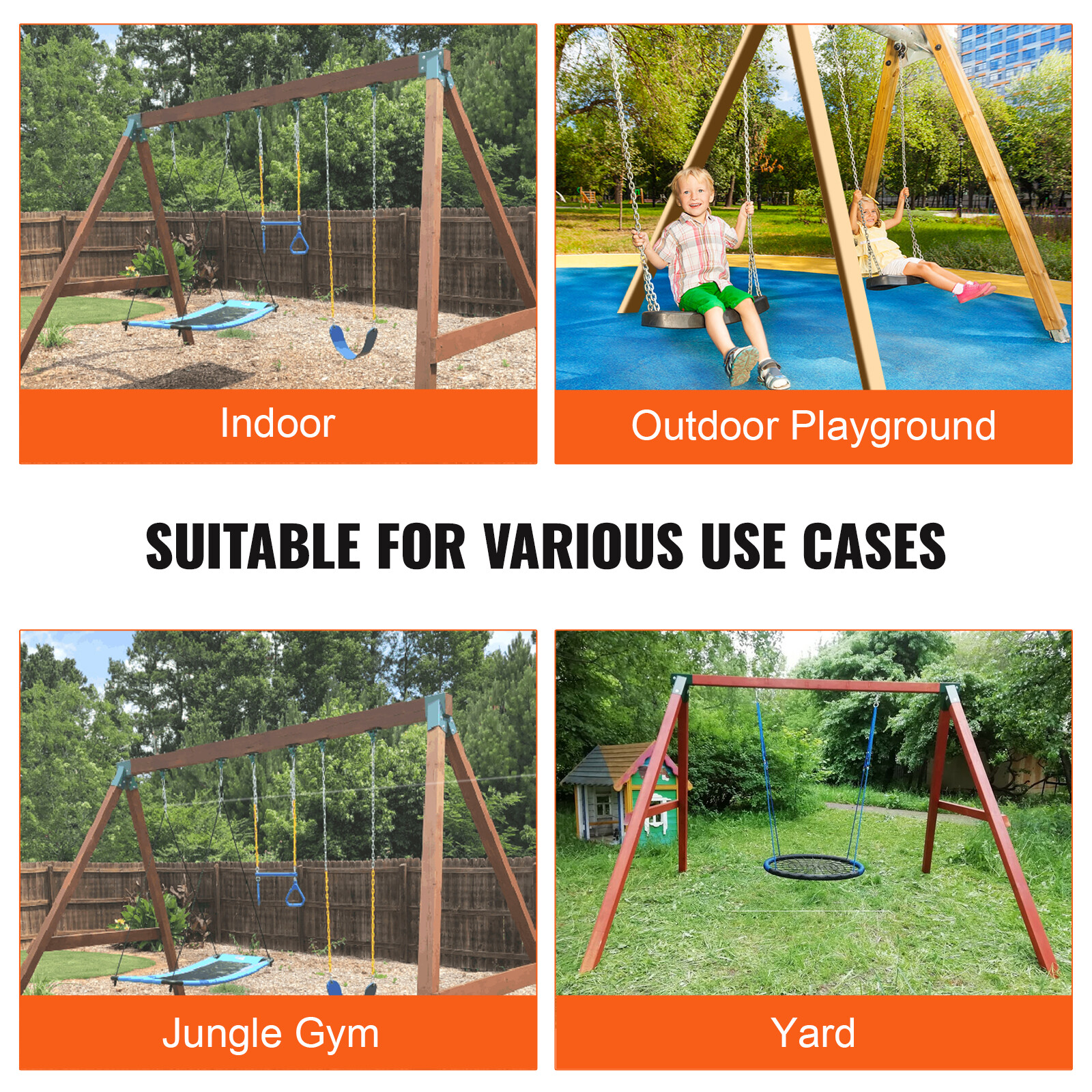 VEVOR 1-2-3 A-Frame 2 Brackets for Swing with All Mounting Hardware, Green