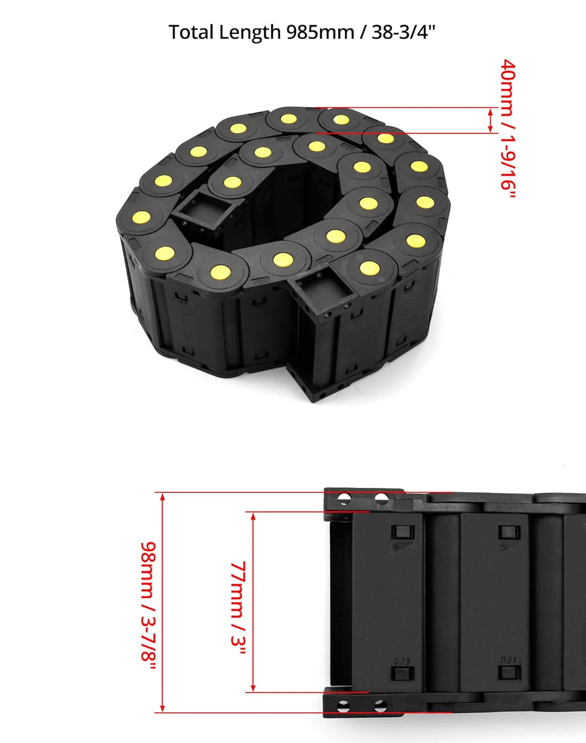 Cable Drag Chain 1M 25x77mm R55 Closed Wire Carrier for CNC Robot 4 Pack