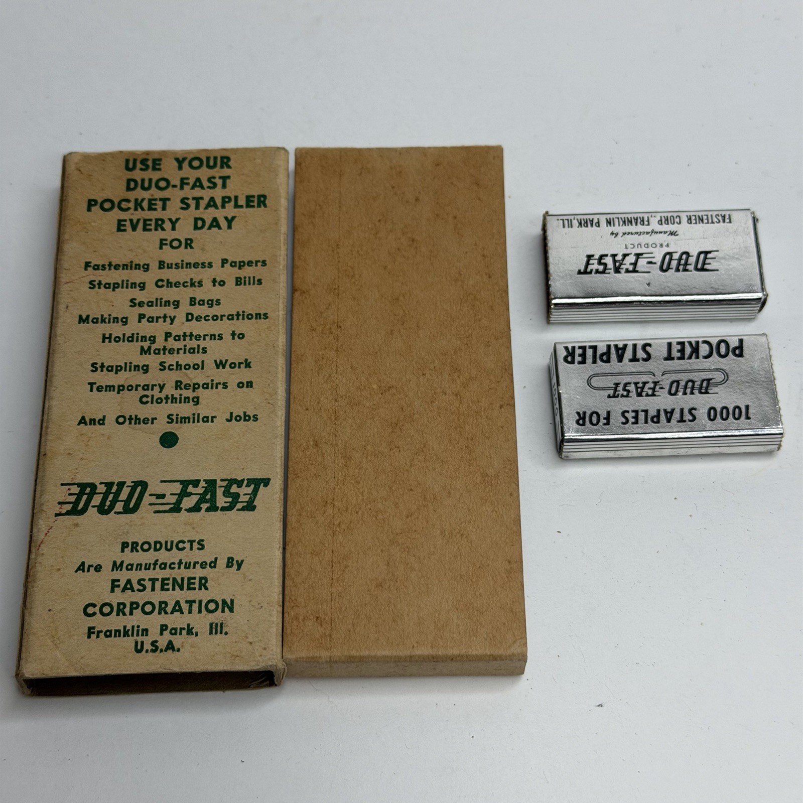 Vtg 1950-1970s Duo-Fast Pocket Stapler Staples Original Box’s Lot Of 2 Boxes
