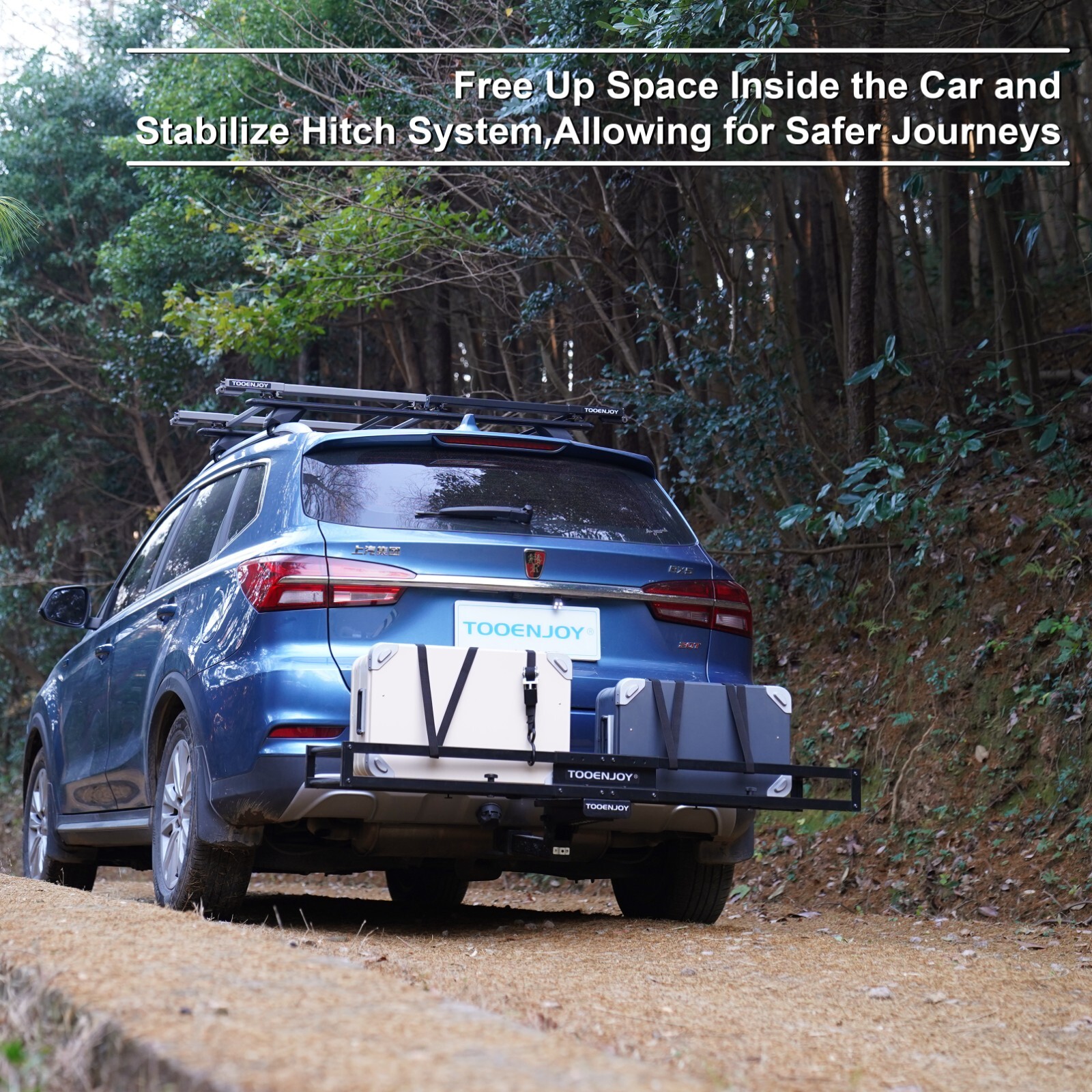 TOOENJOY 59'' Foldable Hitch Mount Cargo Carrier Luggage Basket Fits 2" Receiver