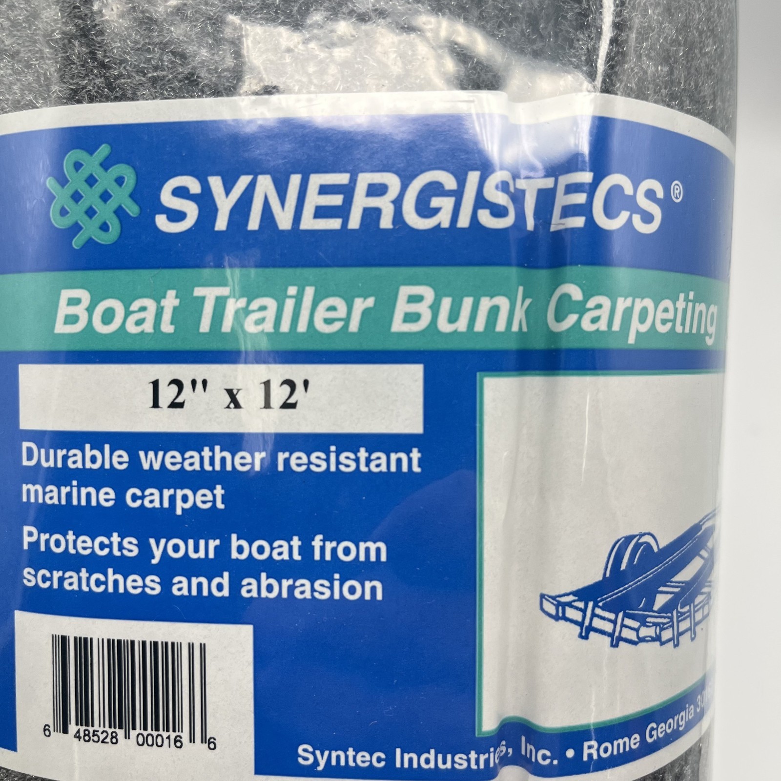 Syntec 12" x 12' Charcoal Trailer Bunk Carpeting for Boat Trailers - 16oz