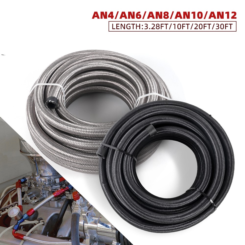 4AN-6AN-8AN-10AN-12AN CPE Fuel Line Nylon & Stainless Steel Braided Fuel Hose