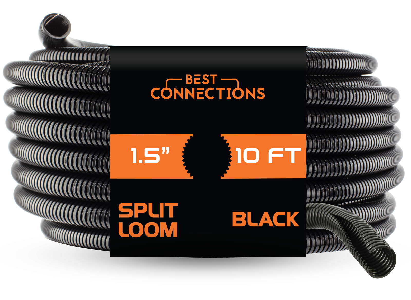 1.5 Inch Black Split Wire Loom 10 FT Cut Piece Polyethylene Hose Cover