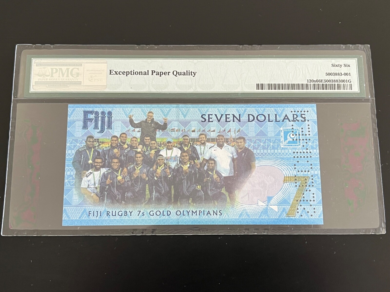 2016 (2017) Fiji 7 Seven Dollars Banknote Specimen Commemorative PMG 66 Graded