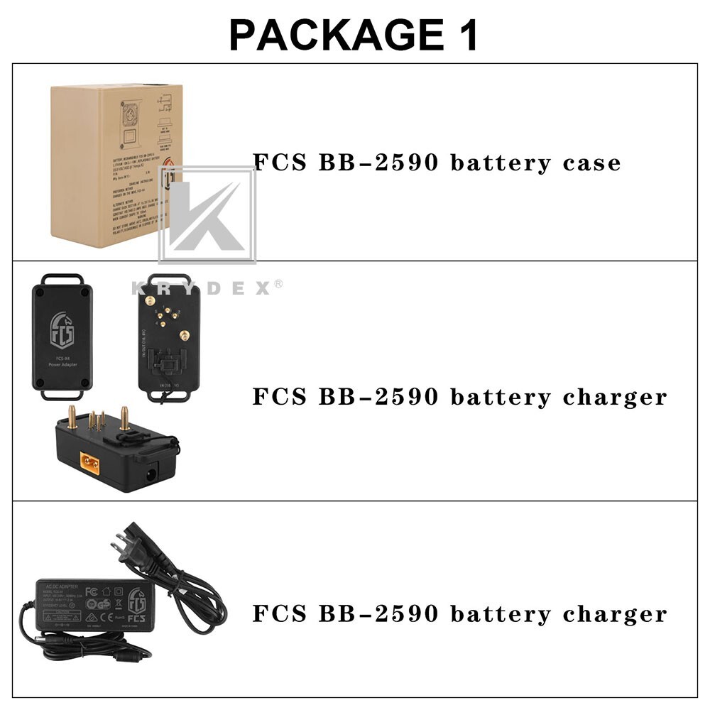 KRYDEX FCS Military BB-2590 Rechargeable Li-ion Battery Case 2x16.8V Output Tan