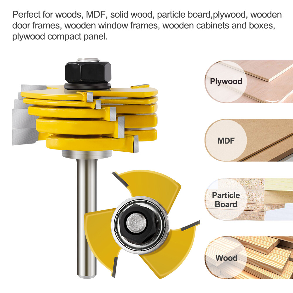 2Pcs/Set Tongue and Groove Router Bits 3T T-Shape CNC Wood Milling Cutter