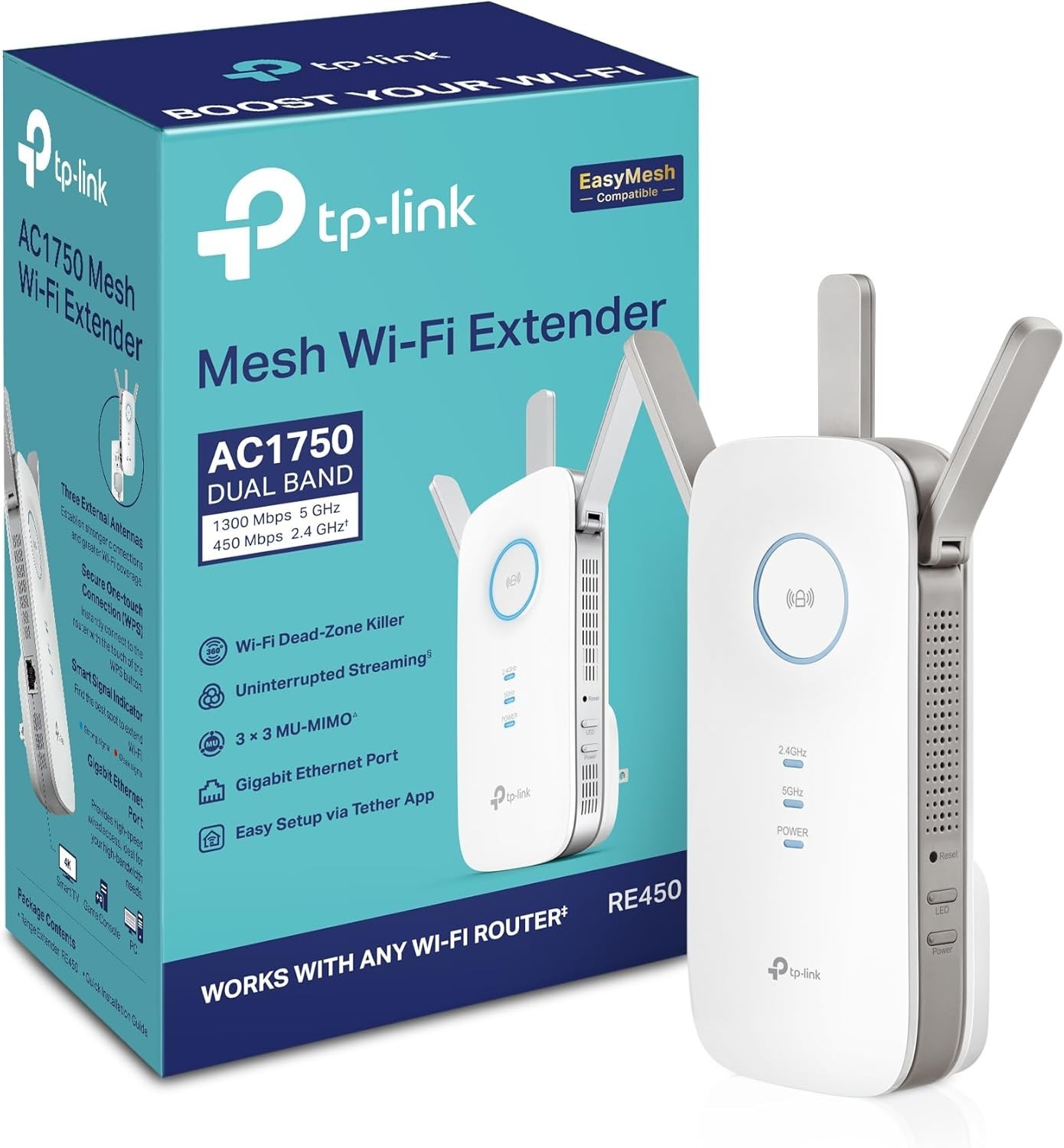TP-Link WiFi Range Extender Repeater AC1750 Dual Band RE450 Internet Booster